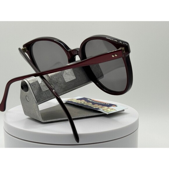 Vintage Oversize Sunglasses NOS Preppy Style Grey Lens Burgundy Frame 80s-90s - Picture 6 of 8